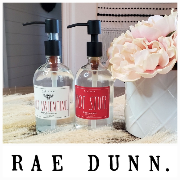 RAE DUNN Valentine's Day Glass Hand Soap Set - Picture 1 of 6